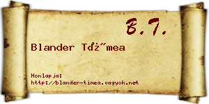 Blander Tímea névjegykártya